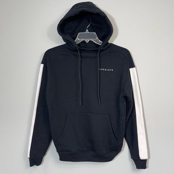 Alphalete Black Stripe Hoodie Pullover Hoodie Sweatshirt Athleisure Gym Men’s S - Picture 4 of 15